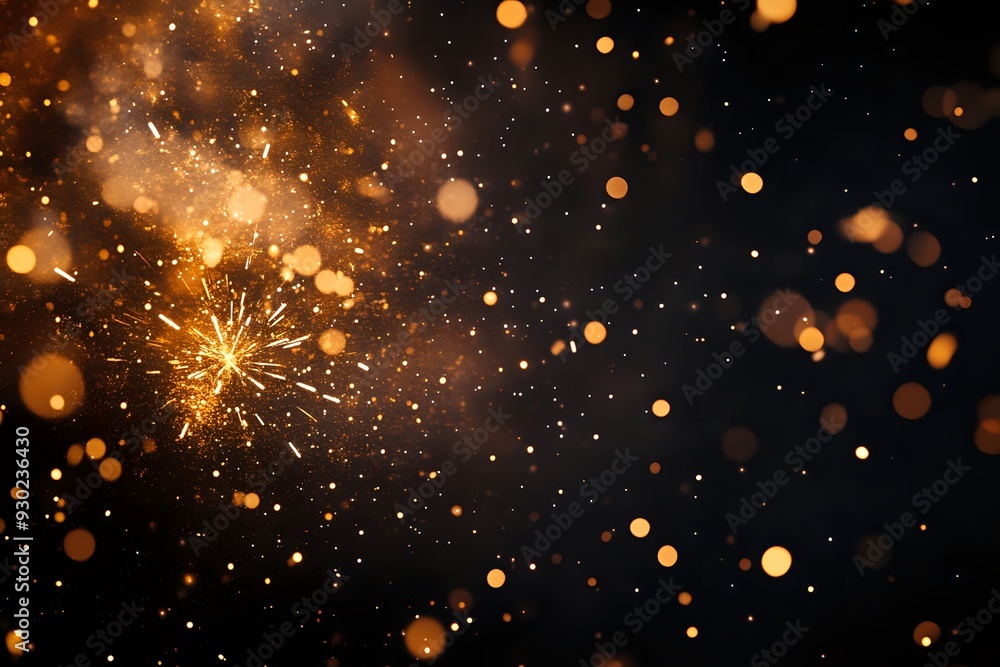 Fototapeta premium Sparkling Lights and Bokeh in the Night Sky, Glowing and Shimmering with Magic