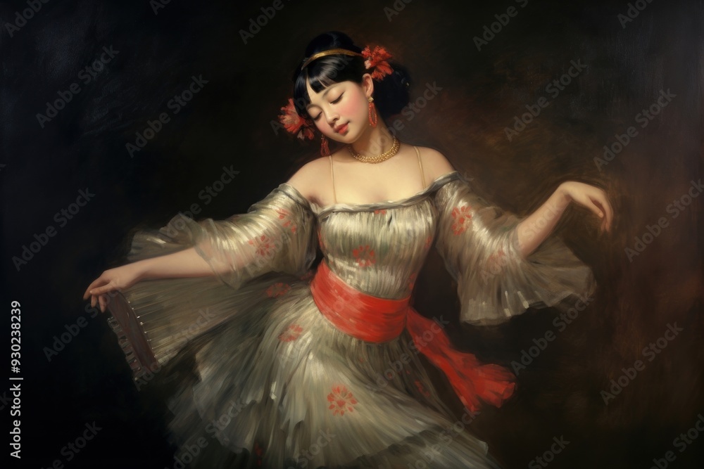 Chinese noble woman dancing painting adult art. Chinese noble woman dancing painting adult art.