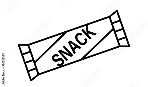 Wrapped protein snack bar Vector outline icon.