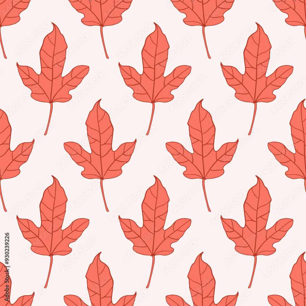 Obraz premium Botany Leaves Floral Grape Autumn Seamless Pattern
