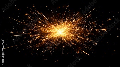 Wallpaper Mural Spectacular golden fireworks display against deep night sky, bursting starbursts, shimmering sparks, celebratory pyrotechnics, New Year's Eve celebration, festive atmosphere. Torontodigital.ca