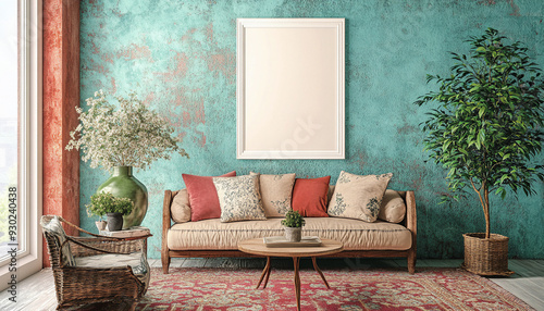 Colourful living room Victorian Revival Interior Design