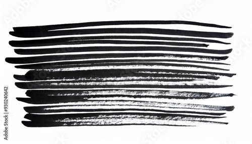 Wallpaper Mural Hand drawn black highlighter strokes. Freehand black watercolor strokes with grunge on white. Torontodigital.ca