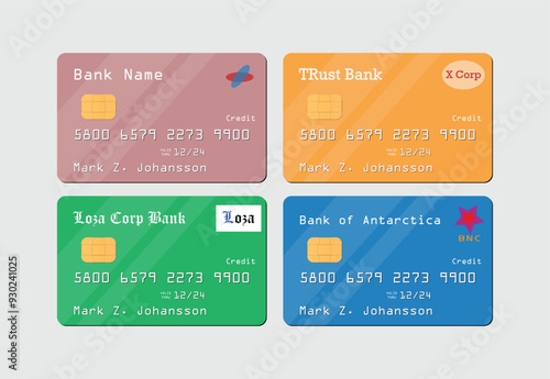 Set of credit cards template