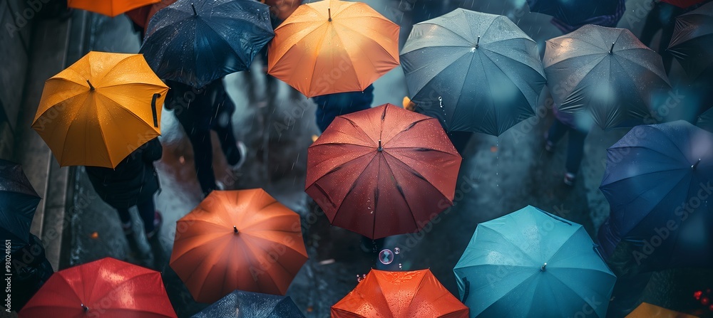 a lots of umbrellas walking on the street, lovely umbrellas, rainy day, drop the water and bubble, top veiw a lots of umbrellas walking on the street, lovely umbrellas, rainy day, drop the water and bubble, top veiw