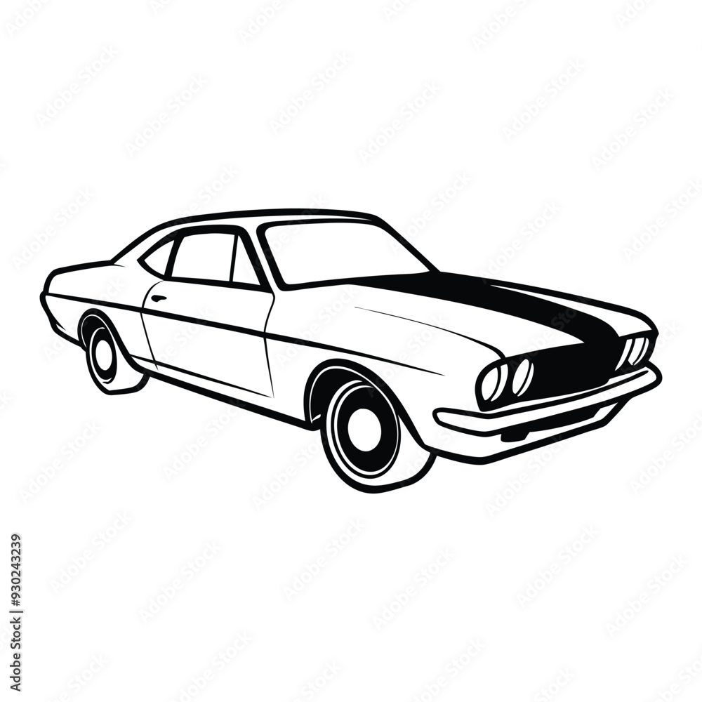 Obraz premium Car Drawing Silhouette Outline Design Vector Illustration Clipart Eps