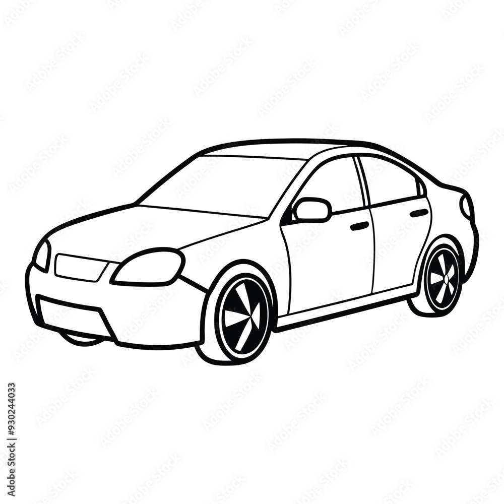 Fototapeta premium Car Drawing Silhouette Outline Design Vector Illustration Clipart Eps