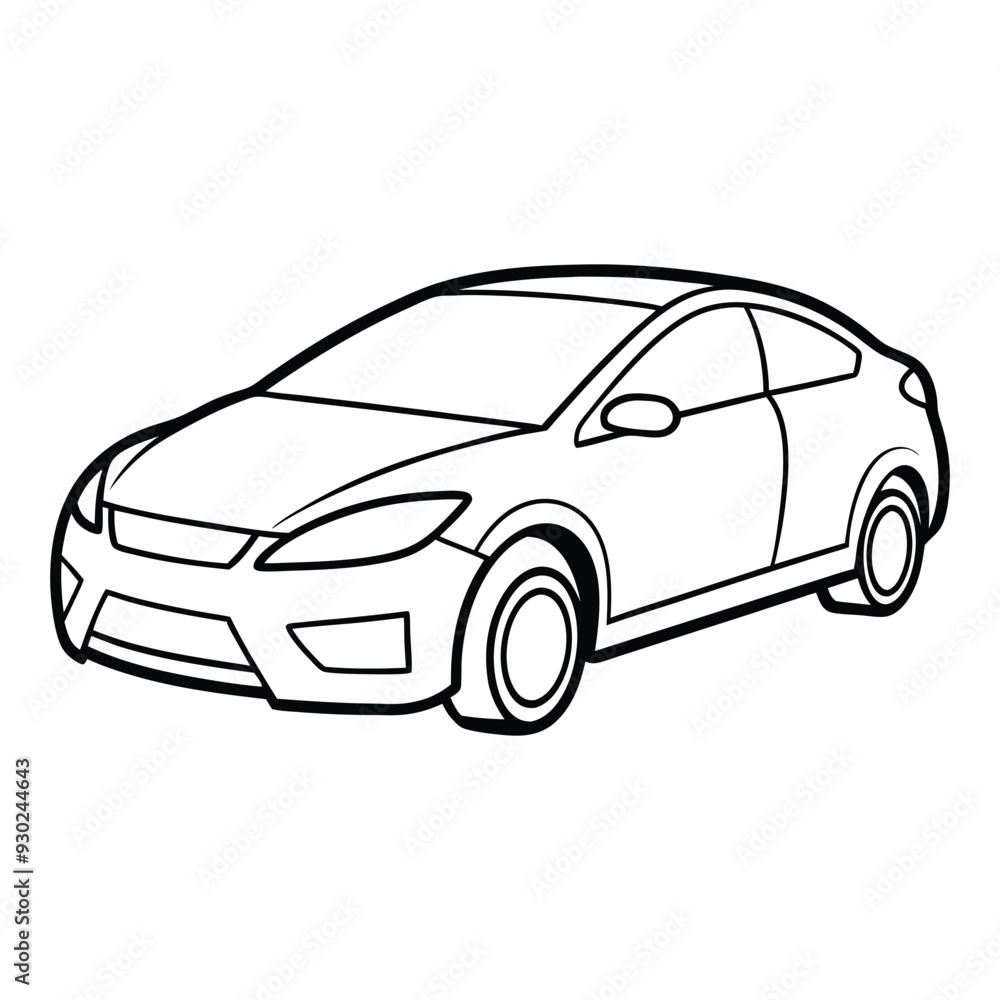 Naklejka premium Car Drawing Silhouette Outline Design Vector Illustration Clipart Eps 