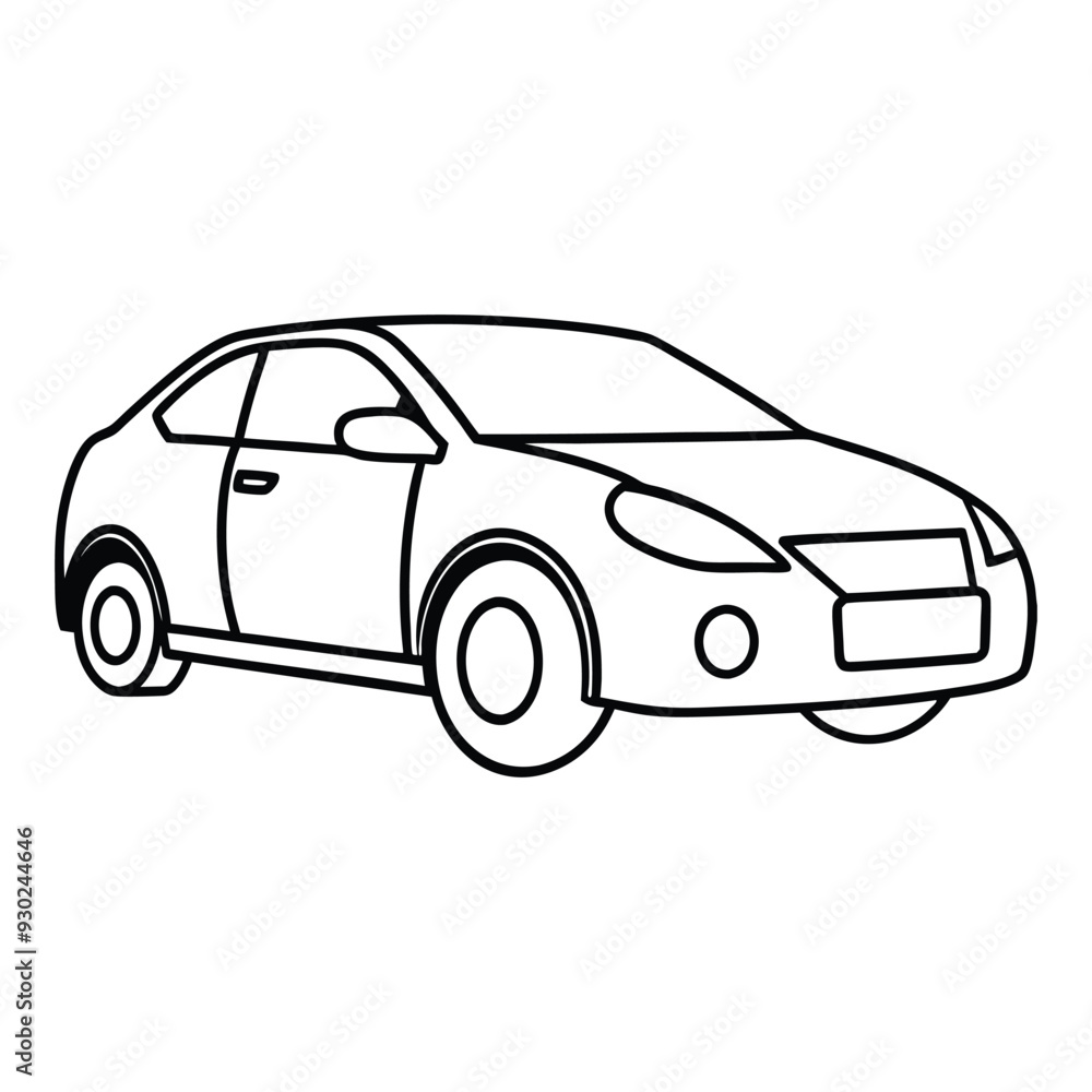 Naklejka premium Car Drawing Silhouette Outline Design Vector Illustration Clipart Eps 