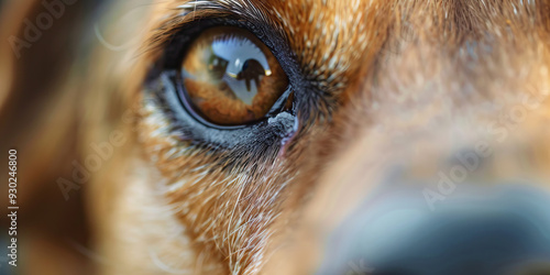 Closeup of dog eye with reflection of outdoor scene loyal pet animal closeup detail nature