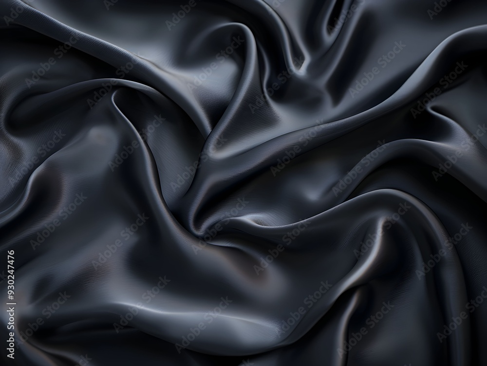 Luxurious black satin fabric with elegant folds and textures Luxurious black satin fabric with elegant folds and textures