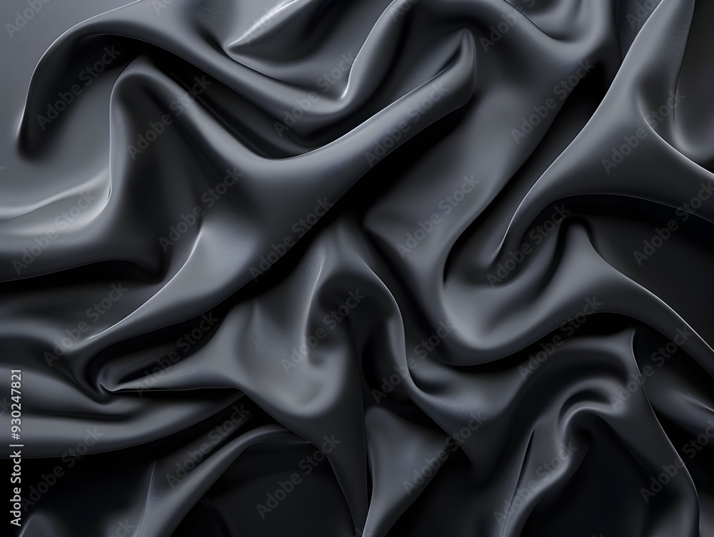 Fototapeta premium Close-up view of textured black fabric draped elegantly on a smooth surface