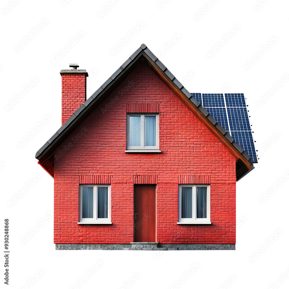A charming red brick house with solar panels A charming red brick house with solar panels