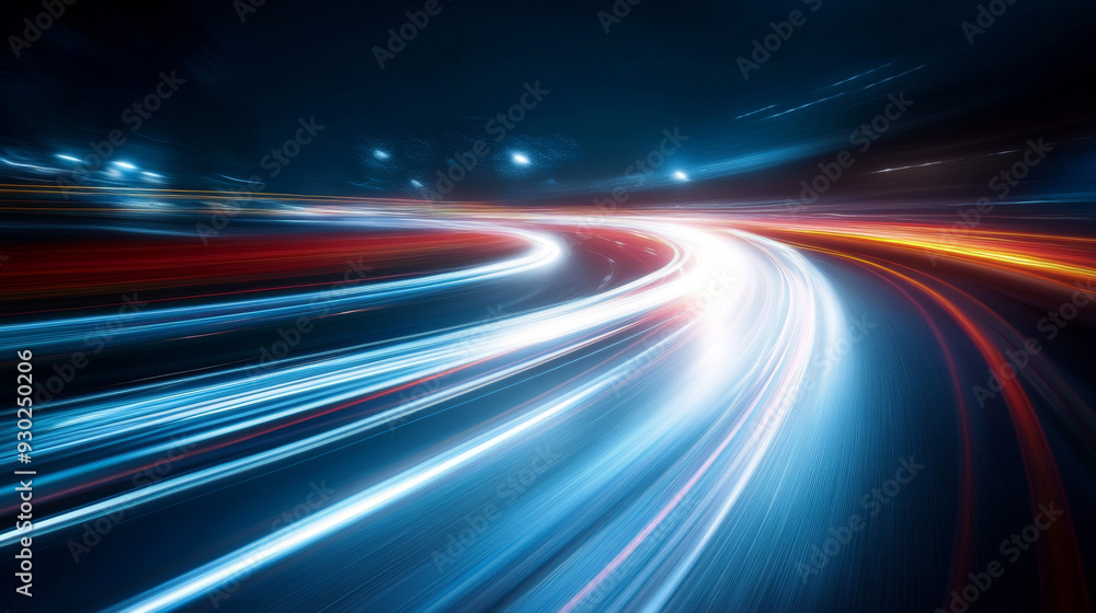 Car motion trails with speed light streaks, creating a background with blurred, fast-moving light effects. Showcases racing cars and dynamic flash effects on a city road with long exposure night light Car motion trails with speed light streaks, creating a background with blurred, fast-moving light effects. Showcases racing cars and dynamic flash effects on a city road with long exposure night light