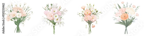 Elegant floral arrangements featuring soft pastel shades, perfect for weddings, events, or home decor.