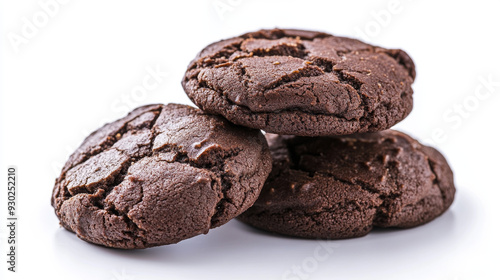 Chocolate cookies isolated on a white background.