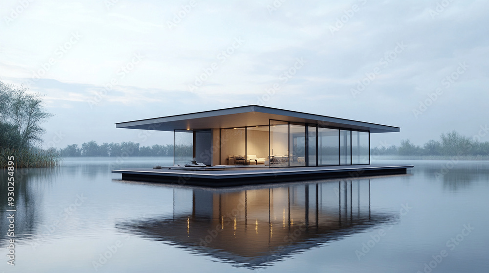 Floating Pavilion on a Serene Lake Architectural Design style Floating Pavilion on a Serene Lake Architectural Design style