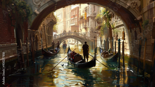 Tourists enjoying a gondola ride through the canals of Venice, capturing the charm of this exotic destination
