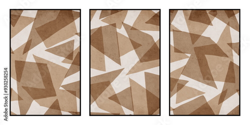Set of 3 Abstract illustration in vintage style. For use in graphics, for wall decor.