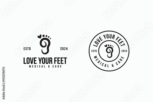 bundle set vintage feet care and treatment iconic logo design vector illustration. set bundle modern feet, foot, step, and footstep iconic logo vector design template for therapy, clinic and spa 