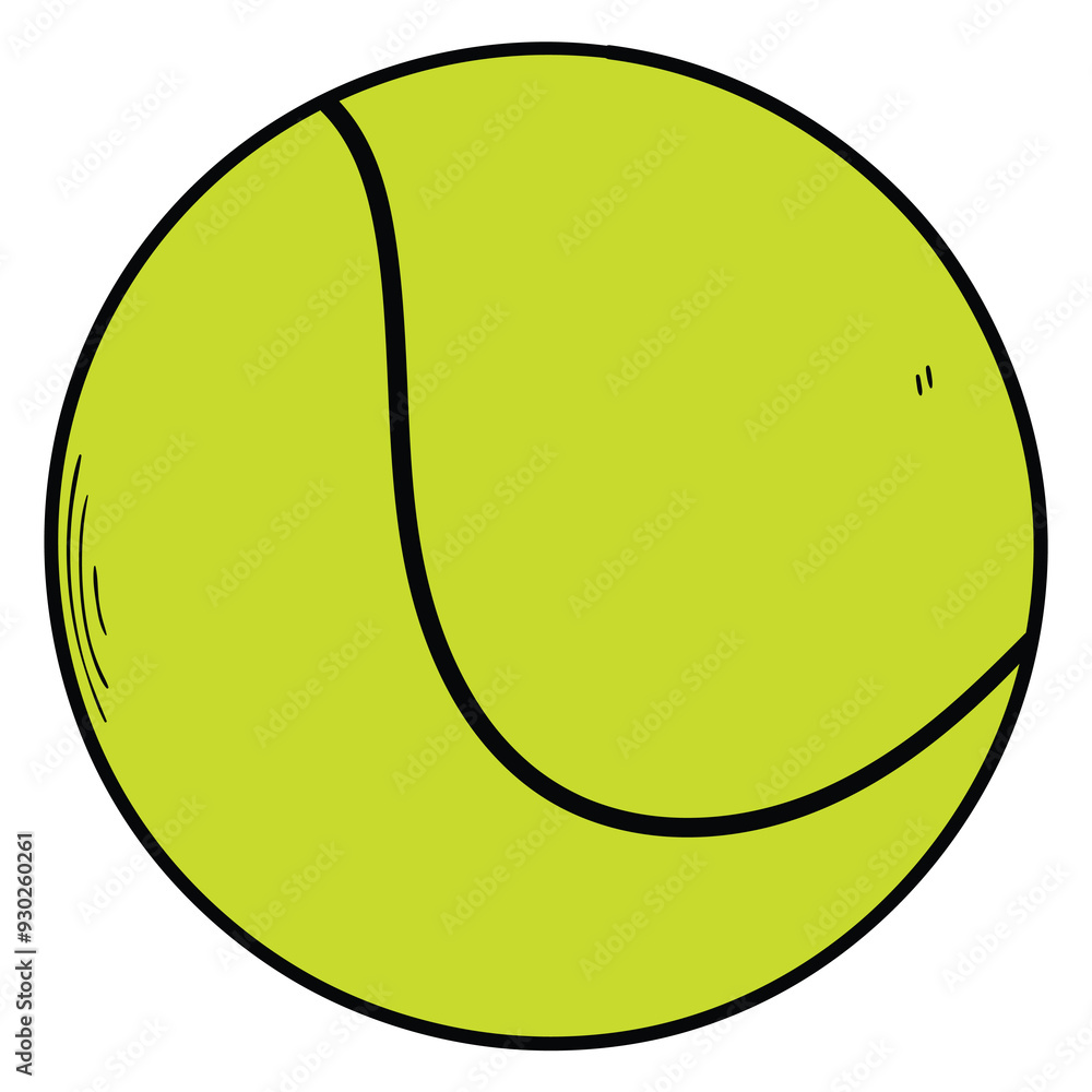 Hand drawn cartoon tennis ball on white background. Hand drawn cartoon tennis ball on white background.