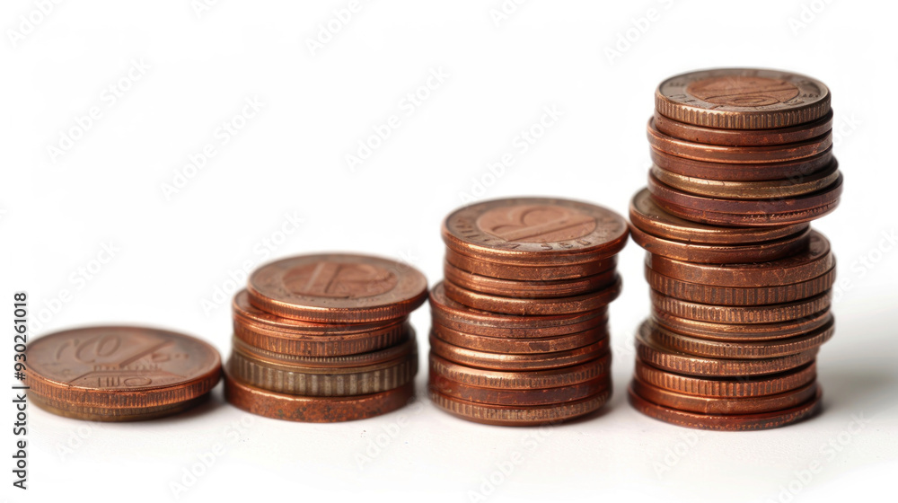 Stacked coins growing in height, representing investment growth and savings accumulation over time Stacked coins growing in height, representing investment growth and savings accumulation over time