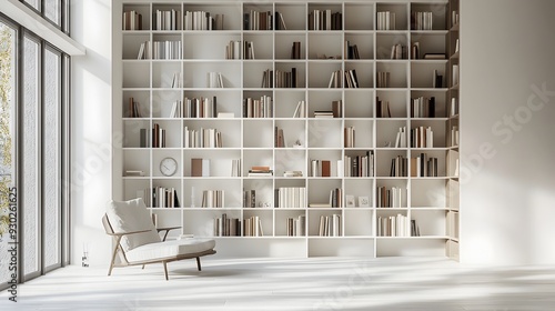 Minimalist Bookshelf Wall in Stylish Studio Apartment