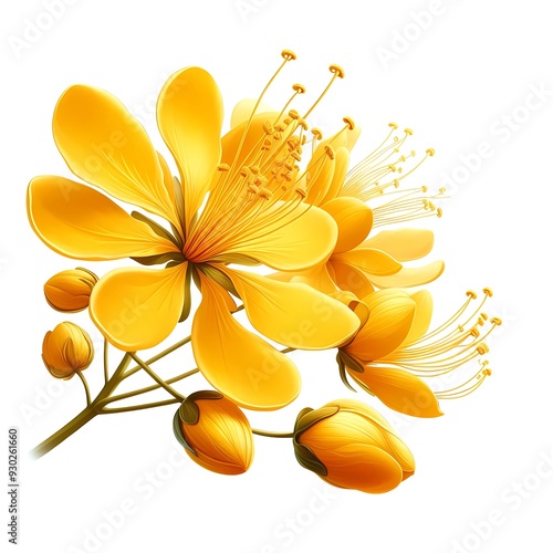 Yellow cassia flower, kanikonna vishu festivel on white background photo