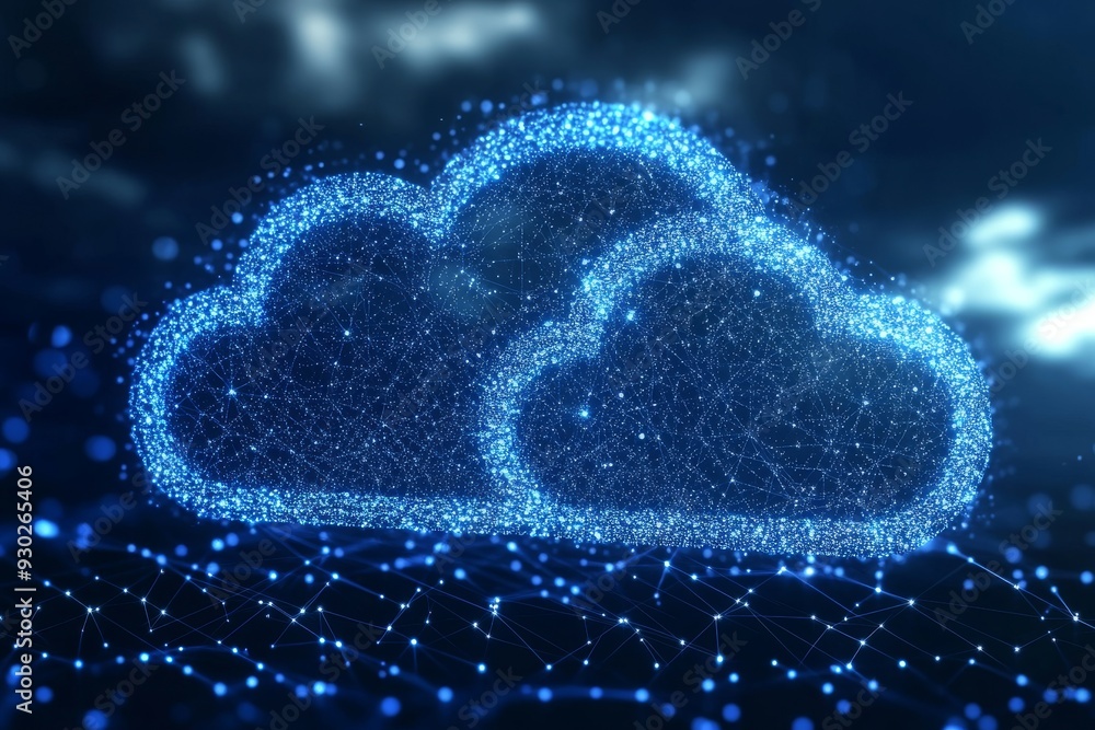 Ethereal cloud formation above digital terrain illustrating the scalability of cloud technology Ethereal cloud formation above digital terrain illustrating the scalability of cloud technology