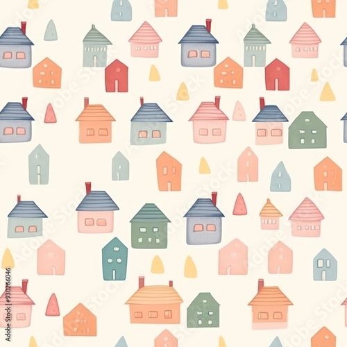Home pattern pastel colored architecture.