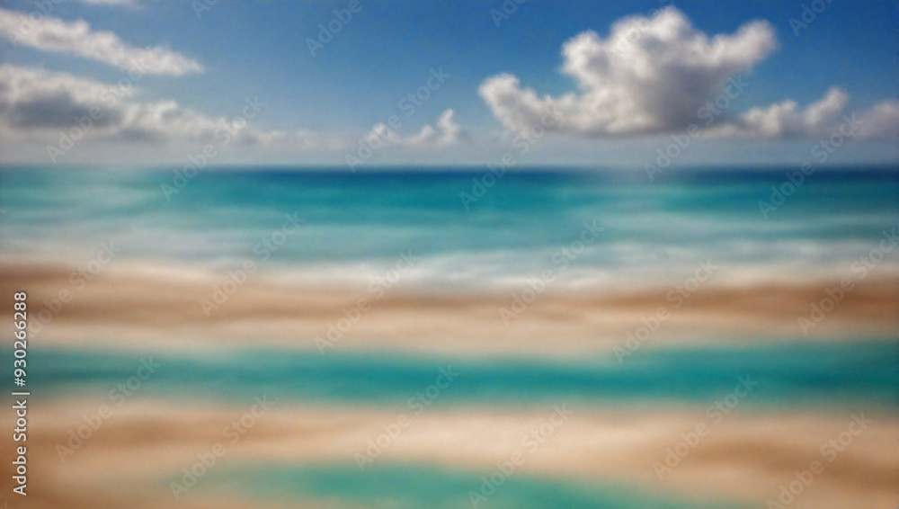 Obraz premium Dreamy Abstract Beach Horizon: Blurred Tropical Paradise Seascape with Turquoise Waves