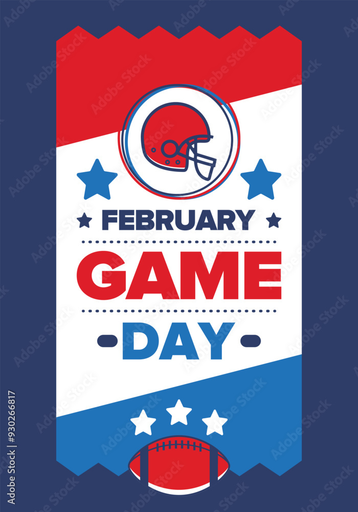 Game Day. American football playoff. Super Party in United States. Final game of regular season. Professional team championship. Ball for american football. Sport poster. Vector illustration Game Day. American football playoff. Super Party in United States. Final game of regular season. Professional team championship. Ball for american football. Sport poster. Vector illustration
