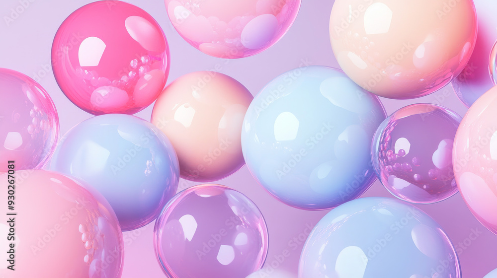 An abstract wallpaper featuring colorful balls in a variety of pastel pink and vibrant hues. The design includes plastic bubbles and gum-like spheres, arranged in a 3D render to create a trendy. An abstract wallpaper featuring colorful balls in a variety of pastel pink and vibrant hues. The design includes plastic bubbles and gum-like spheres, arranged in a 3D render to create a trendy.