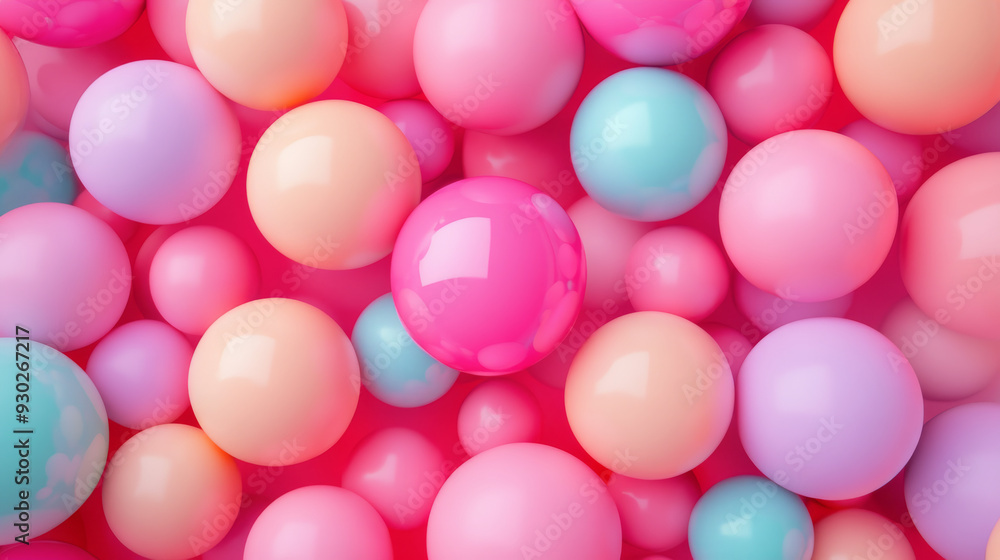 An abstract wallpaper featuring colorful balls in a variety of pastel pink and vibrant hues. The design includes plastic bubbles and gum-like spheres, arranged in a 3D render to create a trendy. An abstract wallpaper featuring colorful balls in a variety of pastel pink and vibrant hues. The design includes plastic bubbles and gum-like spheres, arranged in a 3D render to create a trendy.