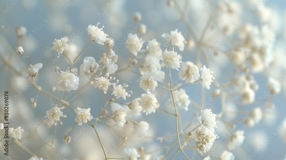 Gypsophila dry little white flowers light macro, Bright color, realistic Gypsophila dry little white flowers light macro, Bright color, realistic