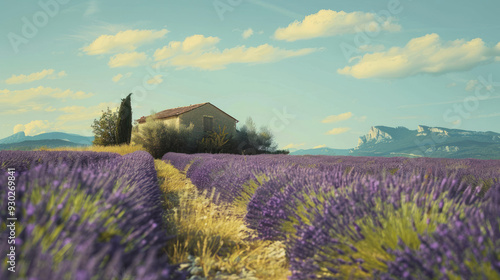 Picturesque landscape of a lavender field in Provence, France, perfect for a serene travel experience