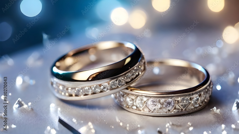 lovely wedding rings on a glittering backdrop lovely wedding rings on a glittering backdrop