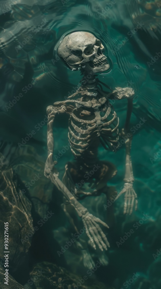 skeleton in water. skeleton in water.