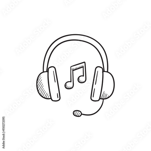 simple illustration of headset stream music