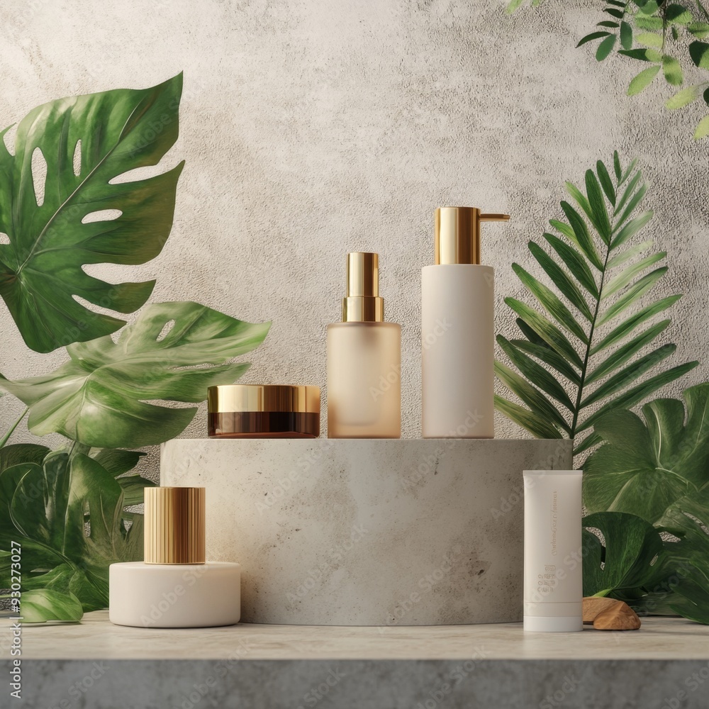 6. Organic skincare products, natural ingredients on display, 3D illustration 6. Organic skincare products, natural ingredients on display, 3D illustration
