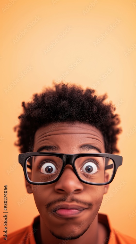 African American young man with surprised face African American young man with surprised face