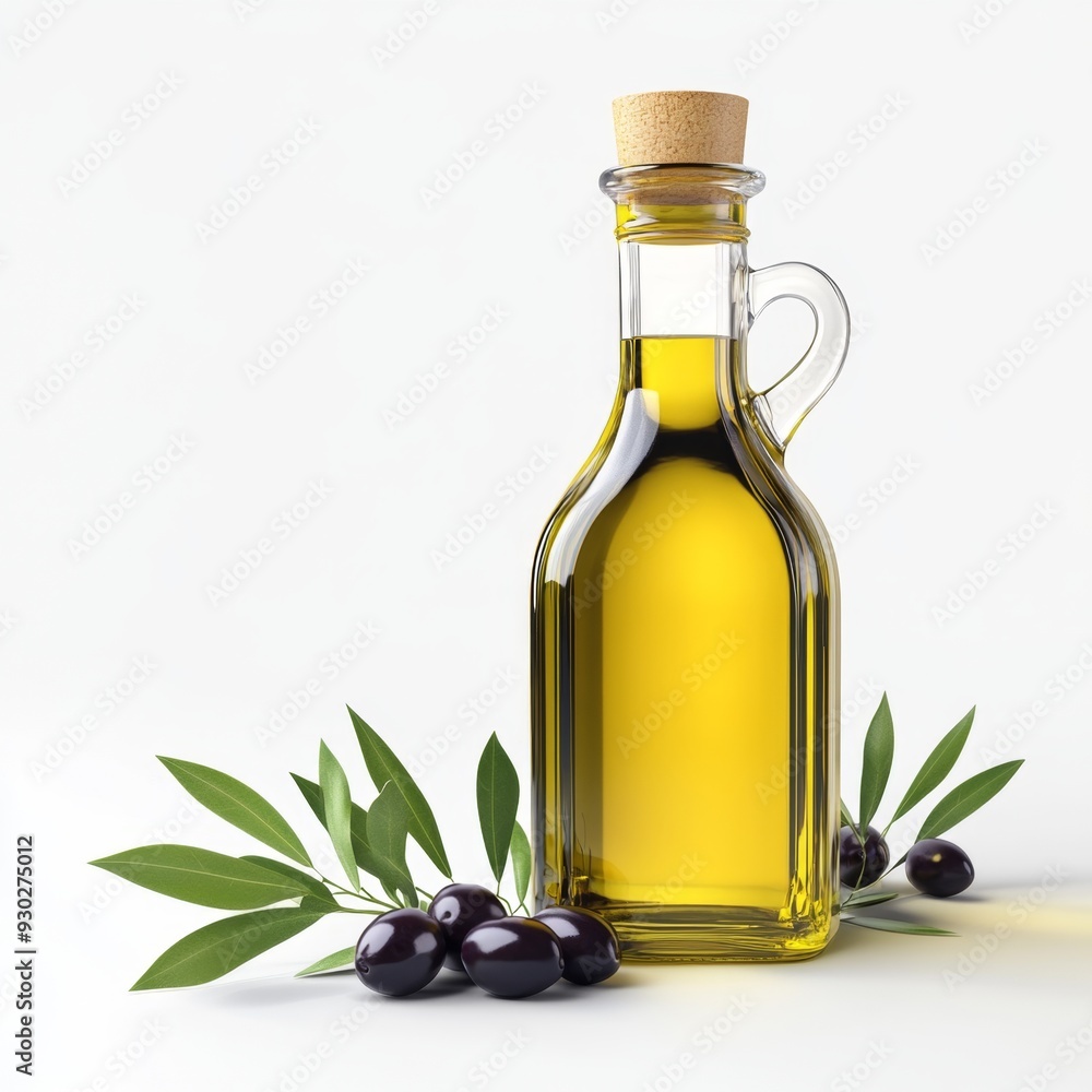 18. Organic olive oil bottle, with fresh olives and leaves, 3D illustration 18. Organic olive oil bottle, with fresh olives and leaves, 3D illustration