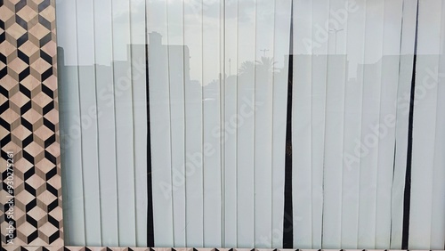 Door Blinds stripes with transparent glass door