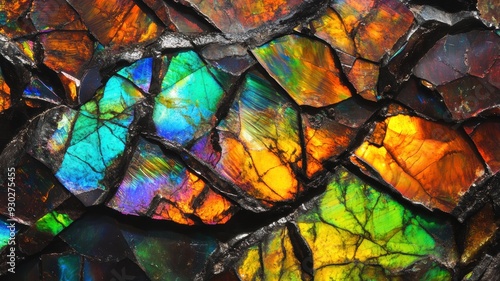 Polished ammolite with vibr...