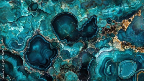 Polished chrysocolla displaying intricate blue and green textures photo