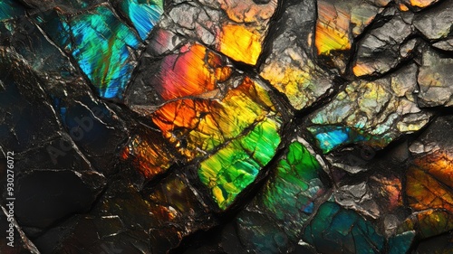 Polished ammolite with vibr...