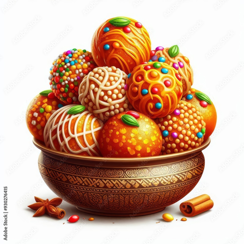 Laddu indian dessert food isolated on a white background Laddu indian dessert food isolated on a white background