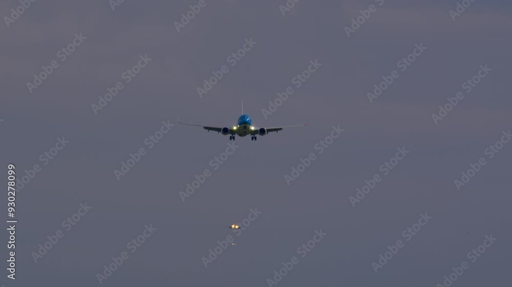 Large passenger airplane descends with landing gear extended, preparing for a smooth touchdown on the runway, showcasing the excitement of air travel and aviation Large passenger airplane descends with landing gear extended, preparing for a smooth touchdown on the runway, showcasing the excitement of air travel and aviation