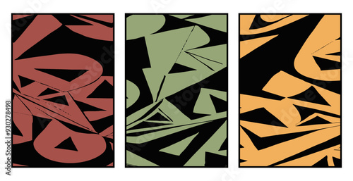 Set of 3 Abstract pattern. Illustration for printing on wall decorations. For use in graphics.