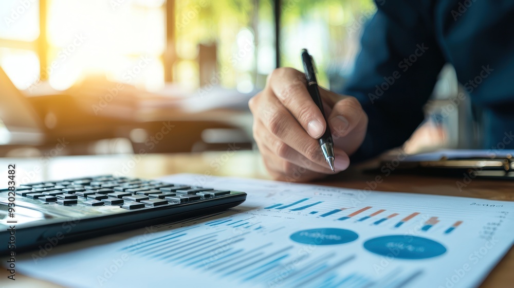 Analysis working with the latest financial results. of sales forecast graphs, financial accounting with hand writing Abstract digital effect for background Analysis working with the latest financial results. of sales forecast graphs, financial accounting with hand writing Abstract digital effect for background